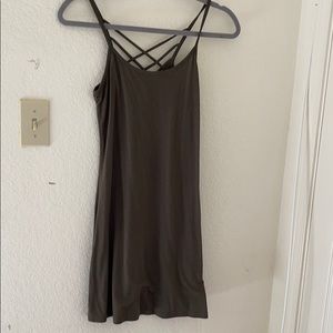 Dark green dress in size xs but fits loose.